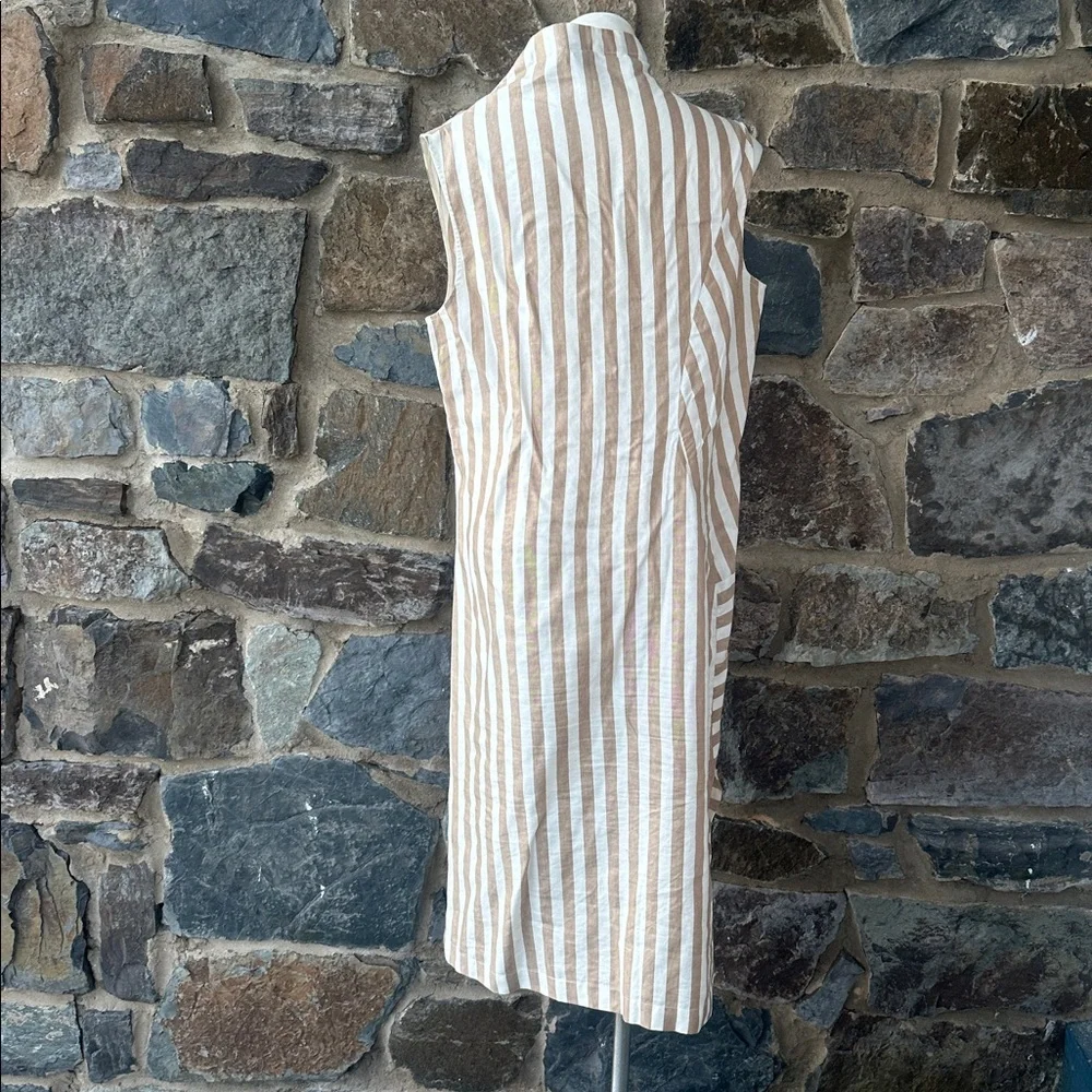 Zero + Maria Cornejo Sleeveless Stripe Folded High-Neck Dress Size 12